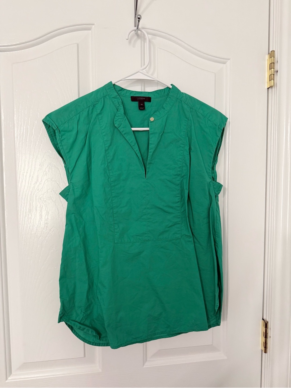 J. Crew Emerald Green Cap-Sleeve Popover